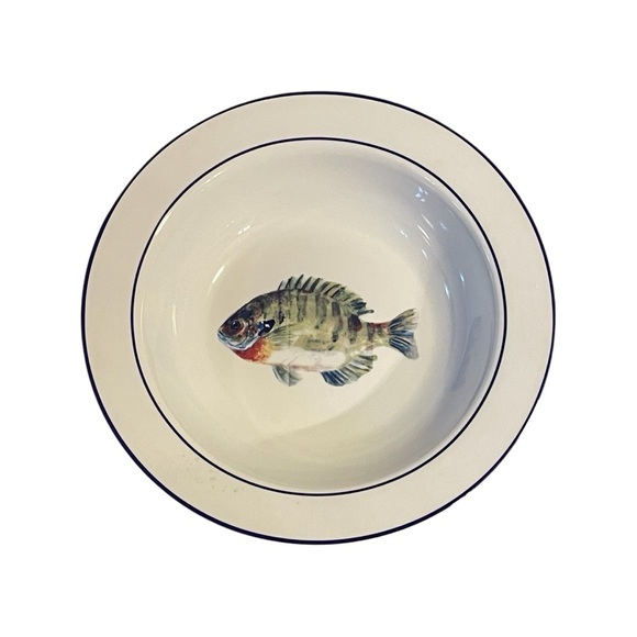 Williams Sonoma La Mer 14" Large Serving Bowl Nautical Fish Decor Retired - Picture 3 of 4